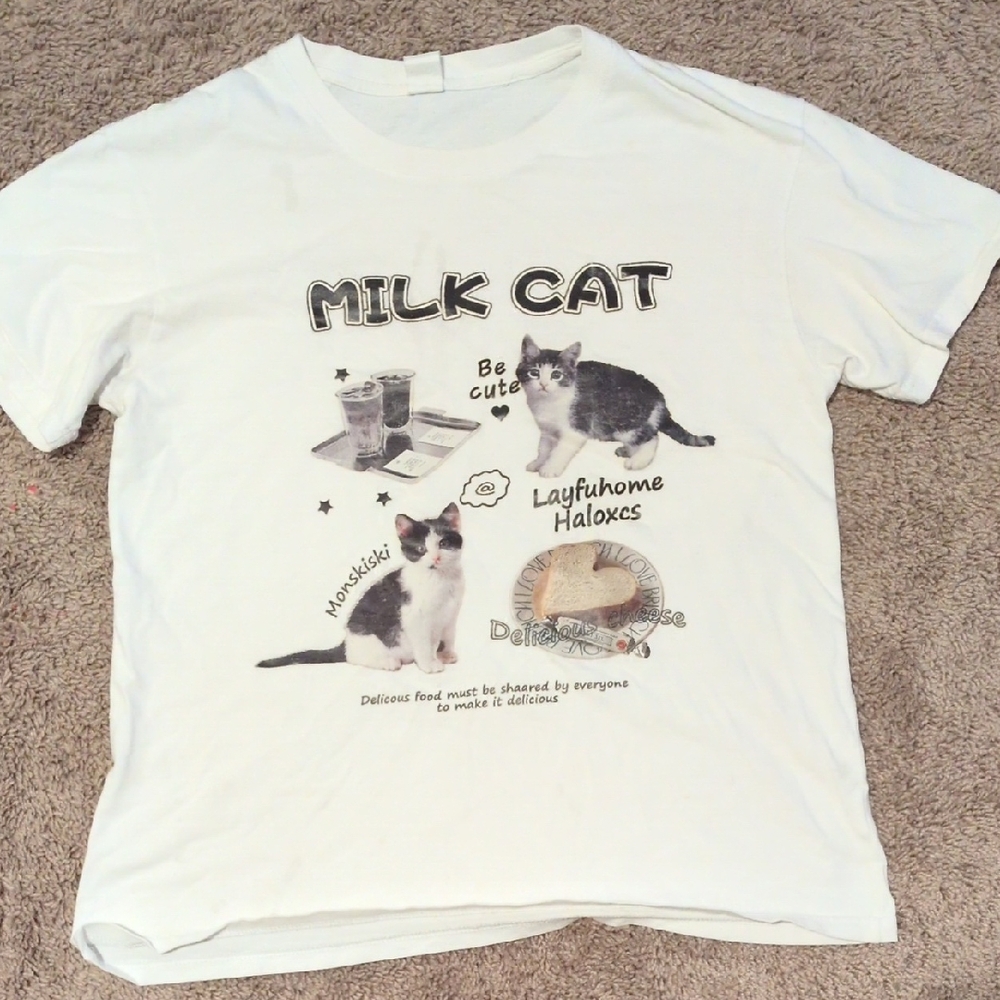 Milk Cat White T-Shirt